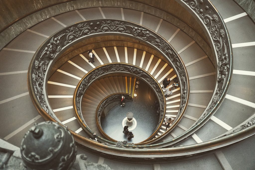 spiral stair on focus photography