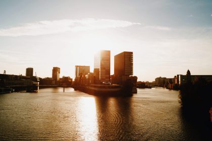 city buildings during sunrise