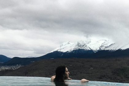 woman swimming on river