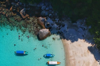 aerial view photography of boats on seashore
