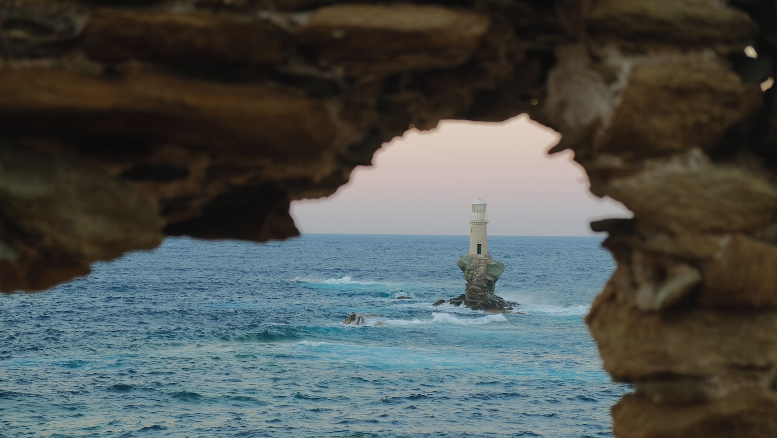 a lighthouse in a cave