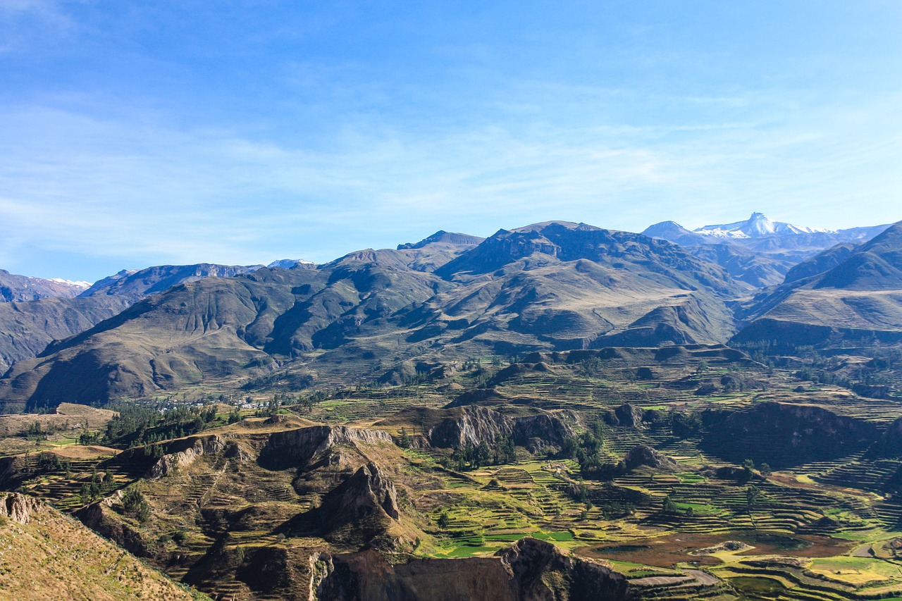 colca canyon, canyon, terraces