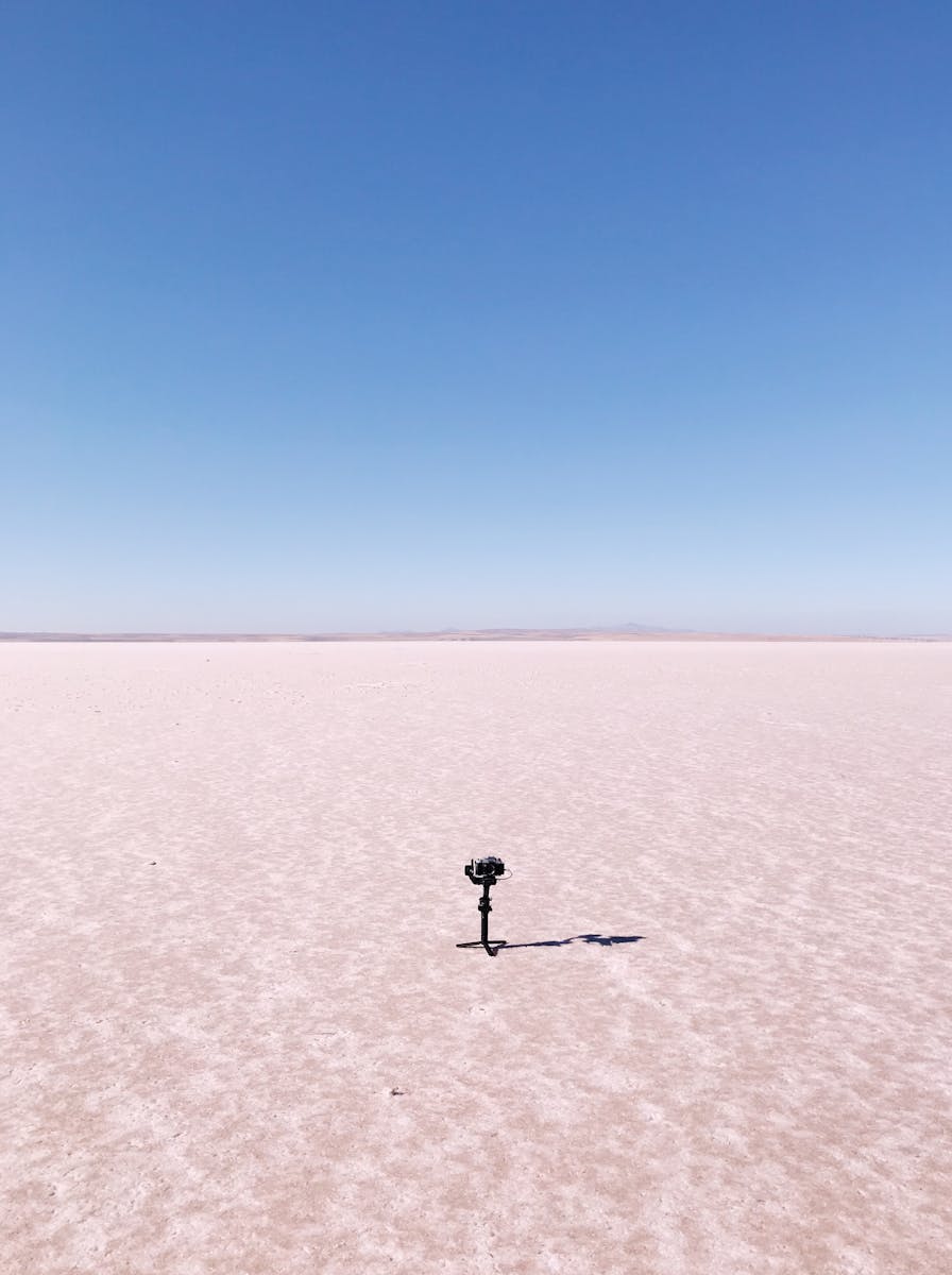 Tripod with Camera in Wasteland at Tuz Lake